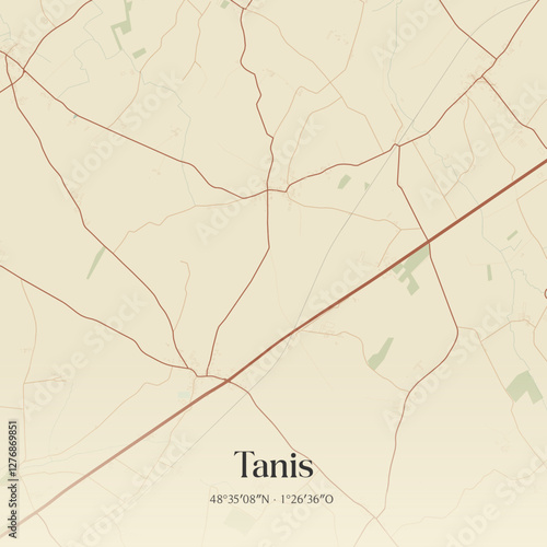 Vintage map of Tanis, France.