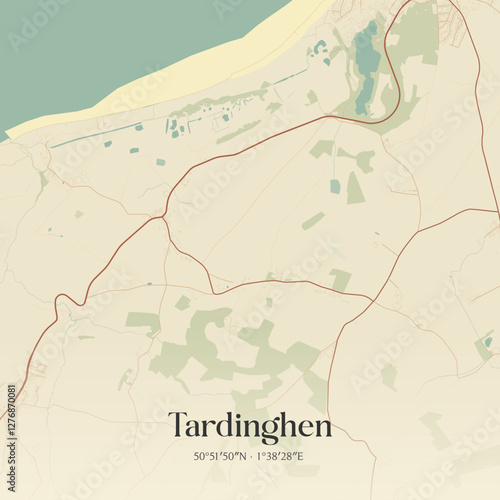 Vintage map of Tardinghen, France.