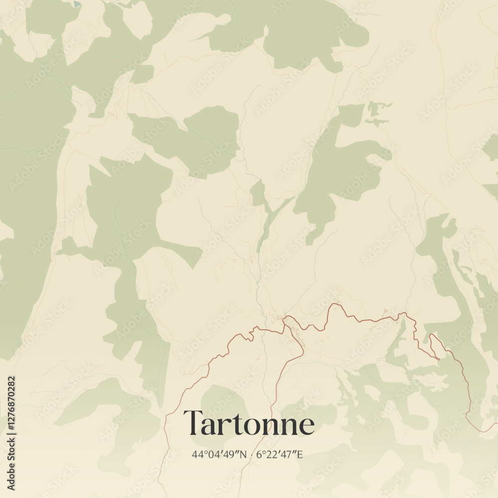 Obraz premium Vintage map of Tartonne, France.