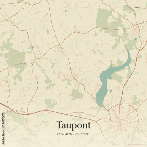 Vintage map of Taupont, France.