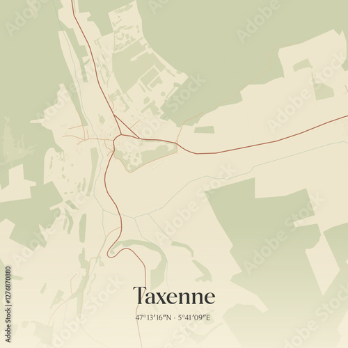 Vintage map of Taxenne, France.