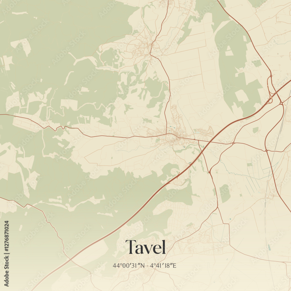 Fototapeta premium Vintage map of Tavel, France.