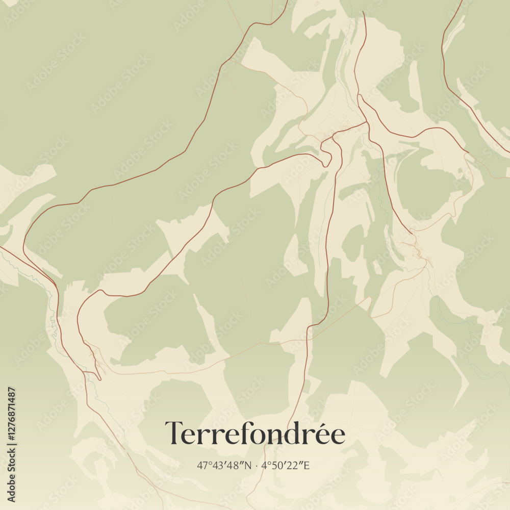 Obraz premium Vintage map of Terrefondrée, France.