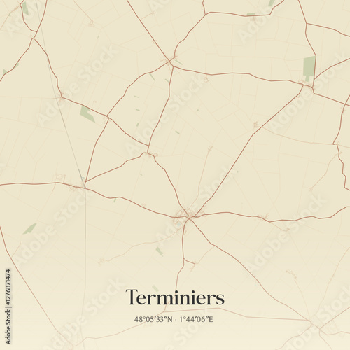 Vintage map of Terminiers, France.