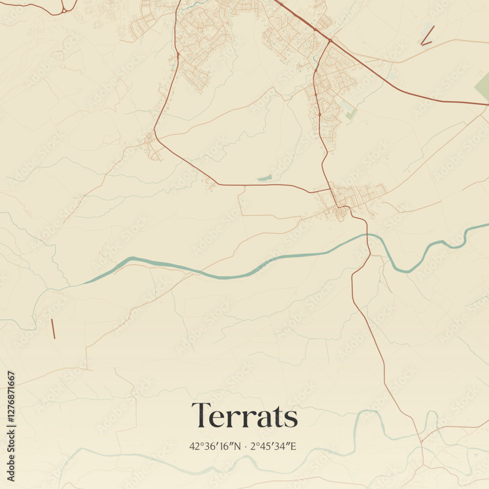 Obraz premium Vintage map of Terrats, France.