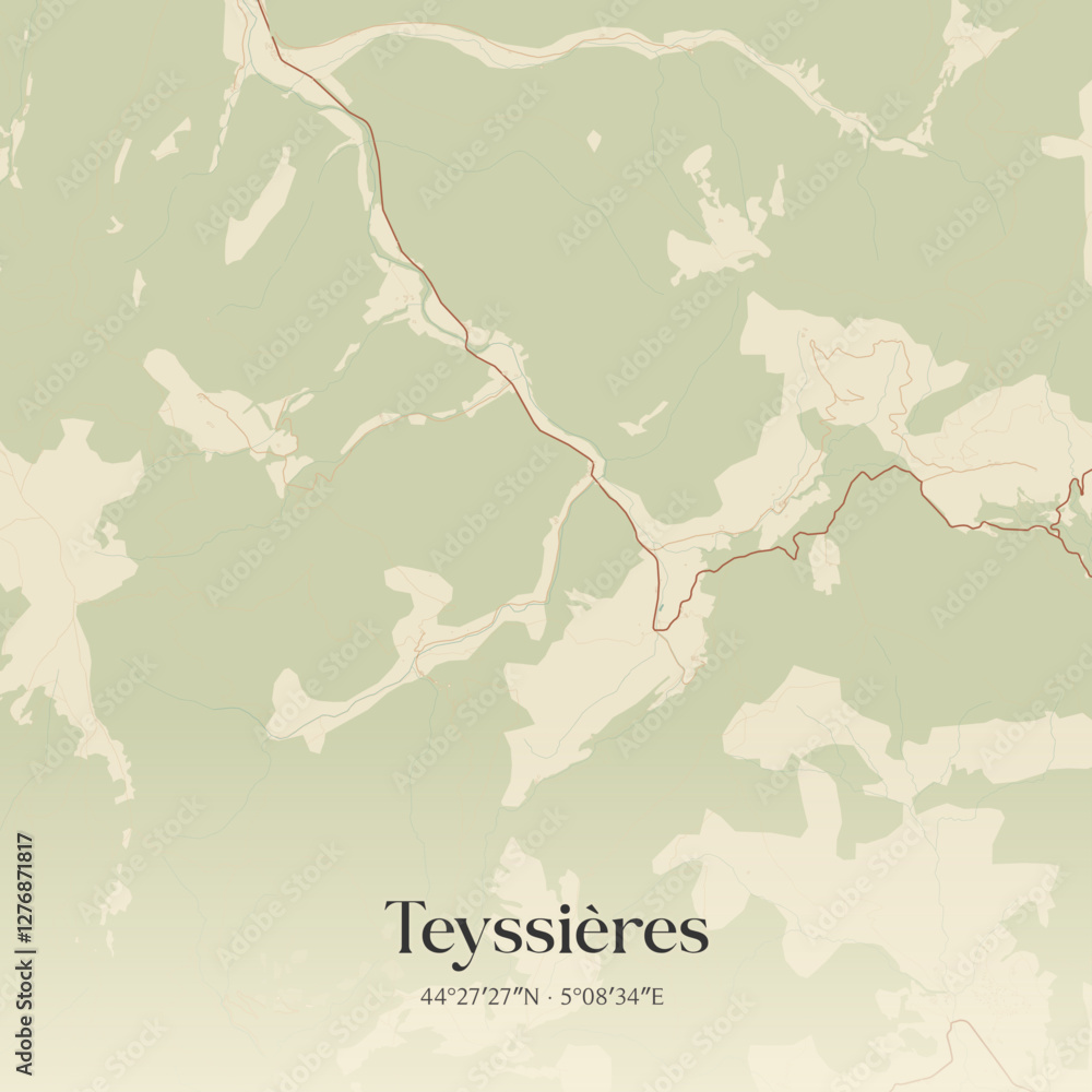 Obraz premium Vintage map of Teyssières, France.
