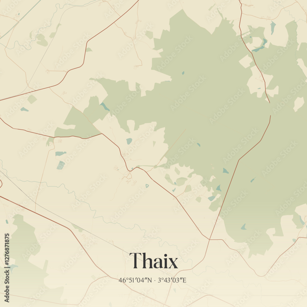 Obraz premium Vintage map of Thaix, France.