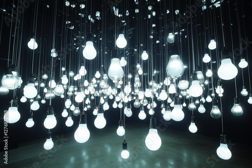 Hanging Light Bulbs Create a Warm Atmosphere in a Modern Indoor Space