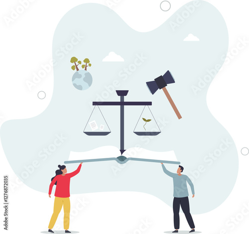 Green policy as governmental environment strategy plan .Legal agreement to protect planet ecosystem and nature resources recycling .flat character life .