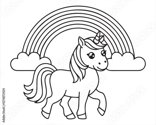 Simple Unicorn Outline Drawing  Fun Coloring Activity for Kids