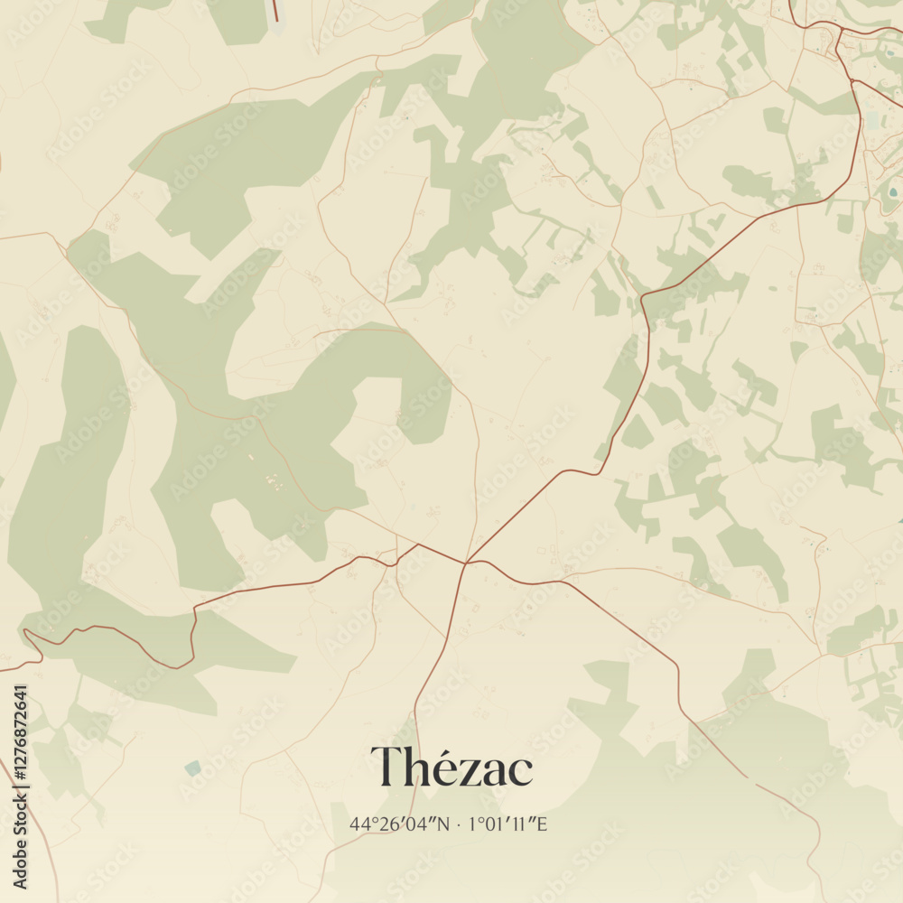 Obraz premium Vintage map of Thézac, France.