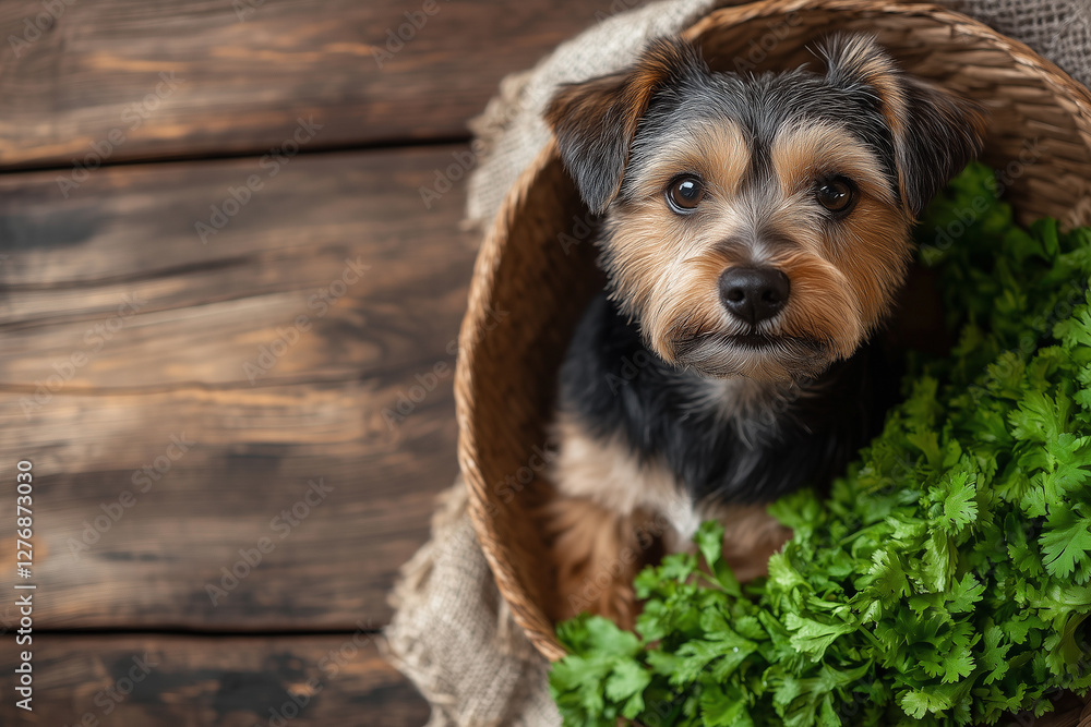 Healthy puppy treats nestled in fresh greens for seasonal celebrations copy space Healthy puppy treats nestled in fresh greens for seasonal celebrations copy space