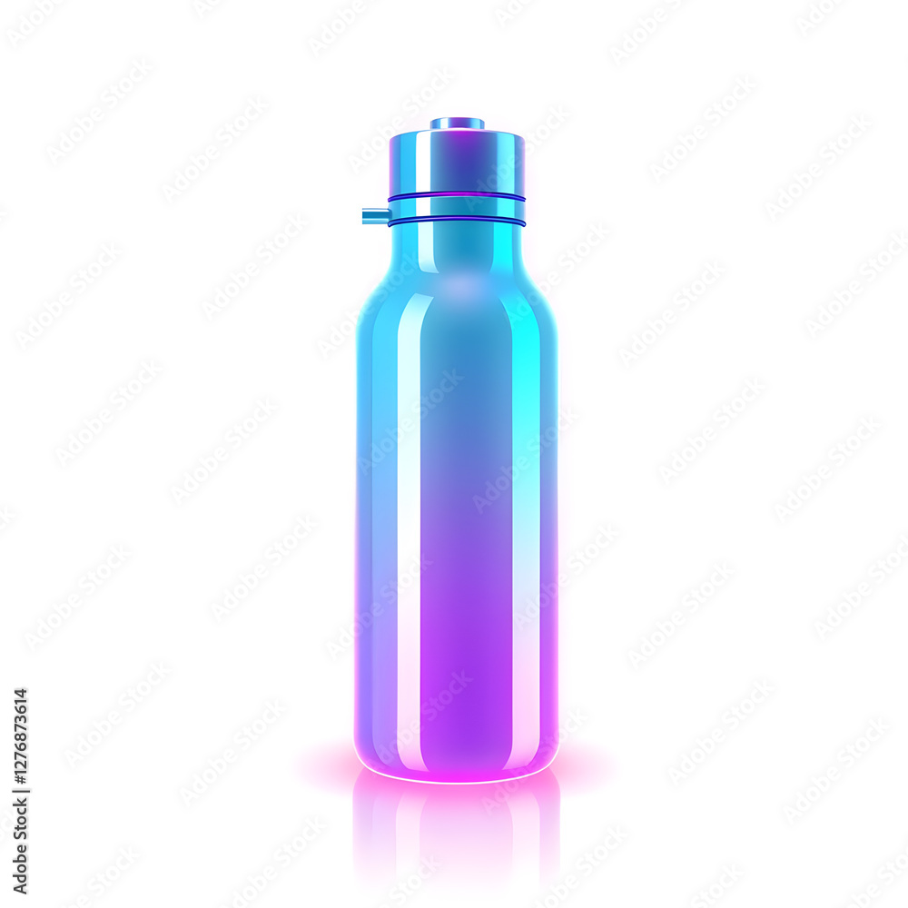 thermos holographic 3D icon. neon symbol vector illustration isolated on white background. Generative AI thermos holographic 3D icon. neon symbol vector illustration isolated on white background. Generative AI