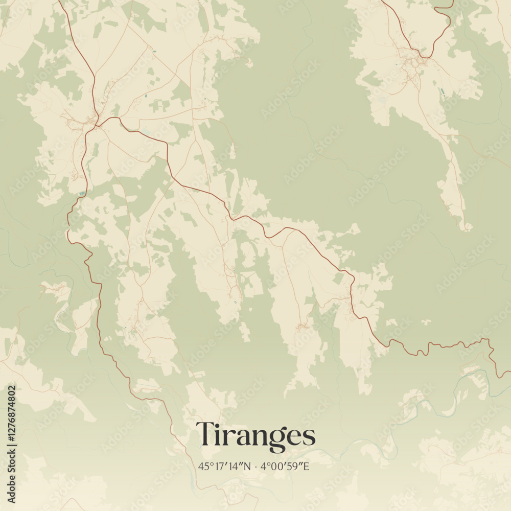 Obraz premium Vintage map of Tiranges, France.