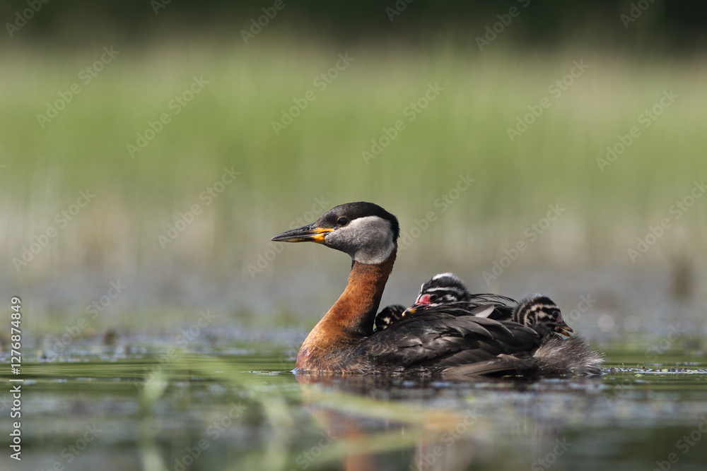 Fototapeta premium Perkoz rdzawoszyi (Podiceps grisegena), red-necked grebe 