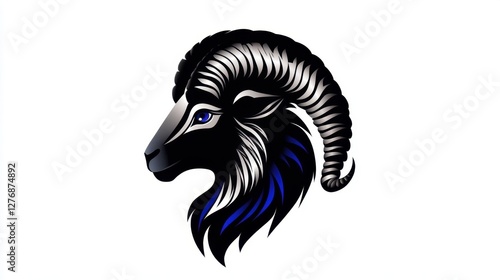 Wallpaper Mural Ram head silhouette, black and white tribal style animal illustration, vector graphic ram. Torontodigital.ca
