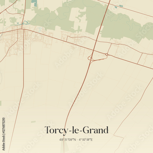 Vintage map of Torcy-le-Grand, France.