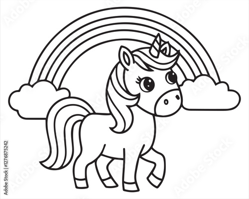 Simple Unicorn Outline Drawing  Fun Coloring Activity for Kids