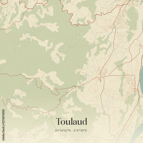 Vintage map of Toulaud, France.