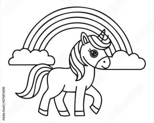 Simple Unicorn Outline Drawing  Fun Coloring Activity for Kids