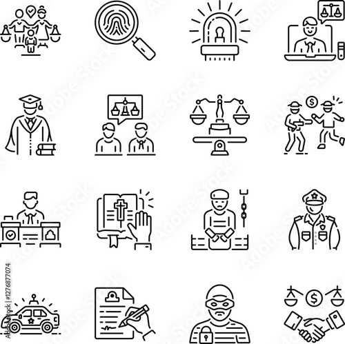 Bundle of Law and Justice Linear Icons 

