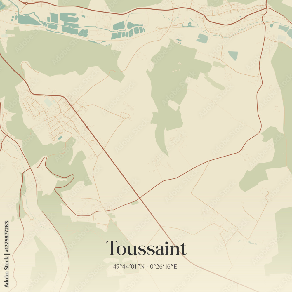 Obraz premium Vintage map of Toussaint, France.