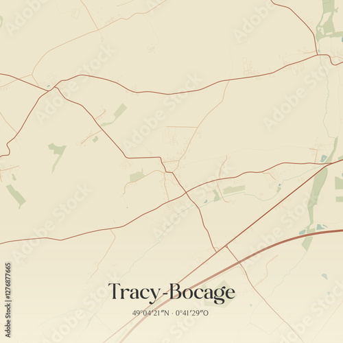 Vintage map of Tracy-Bocage, France.