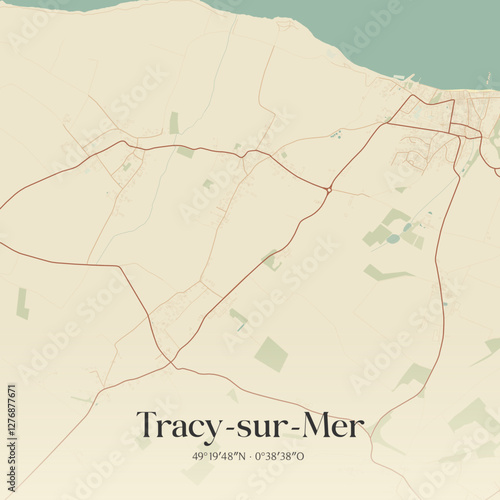 Vintage map of Tracy-sur-Mer, France.