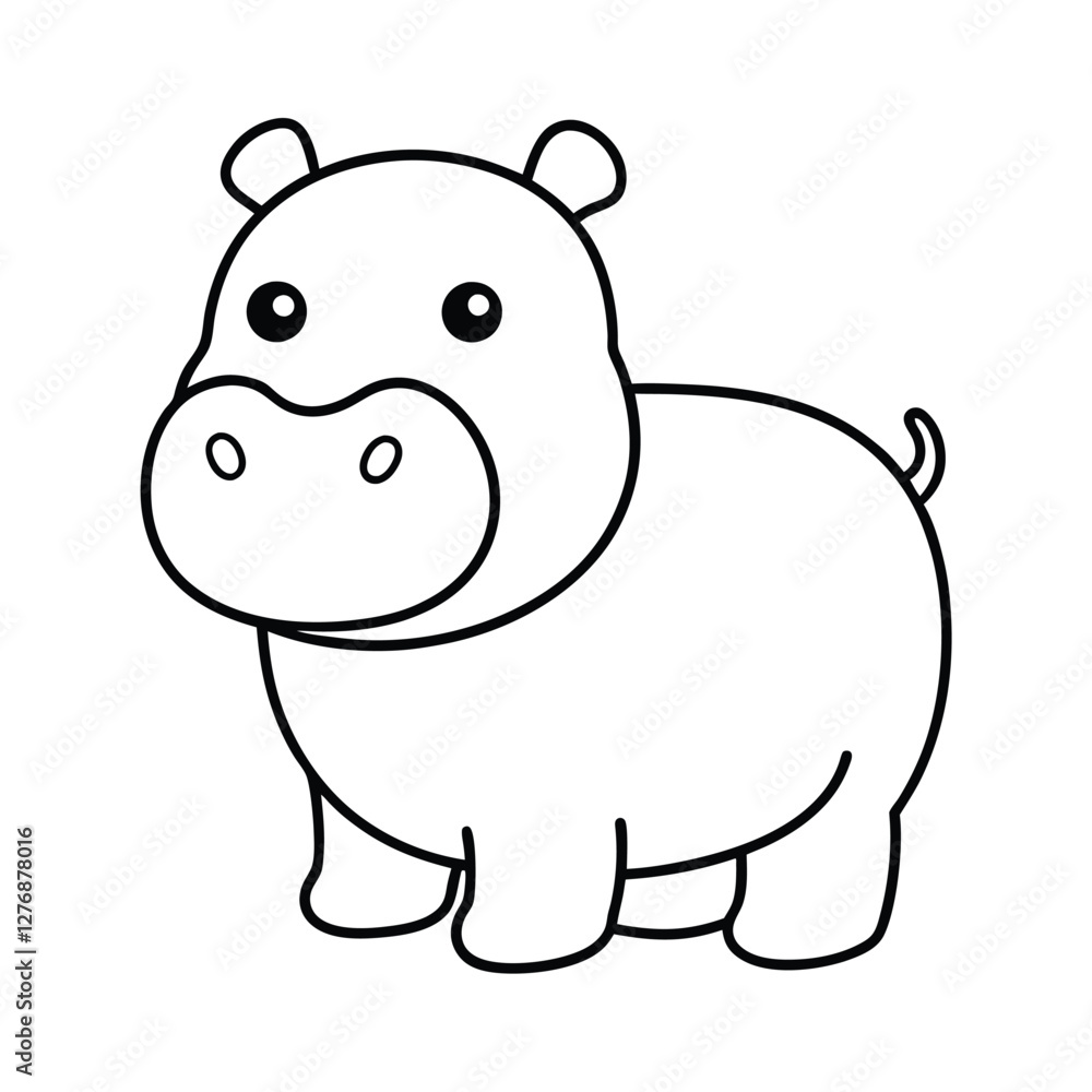 Obraz premium Hippo coloring book for kids Hippo outline 