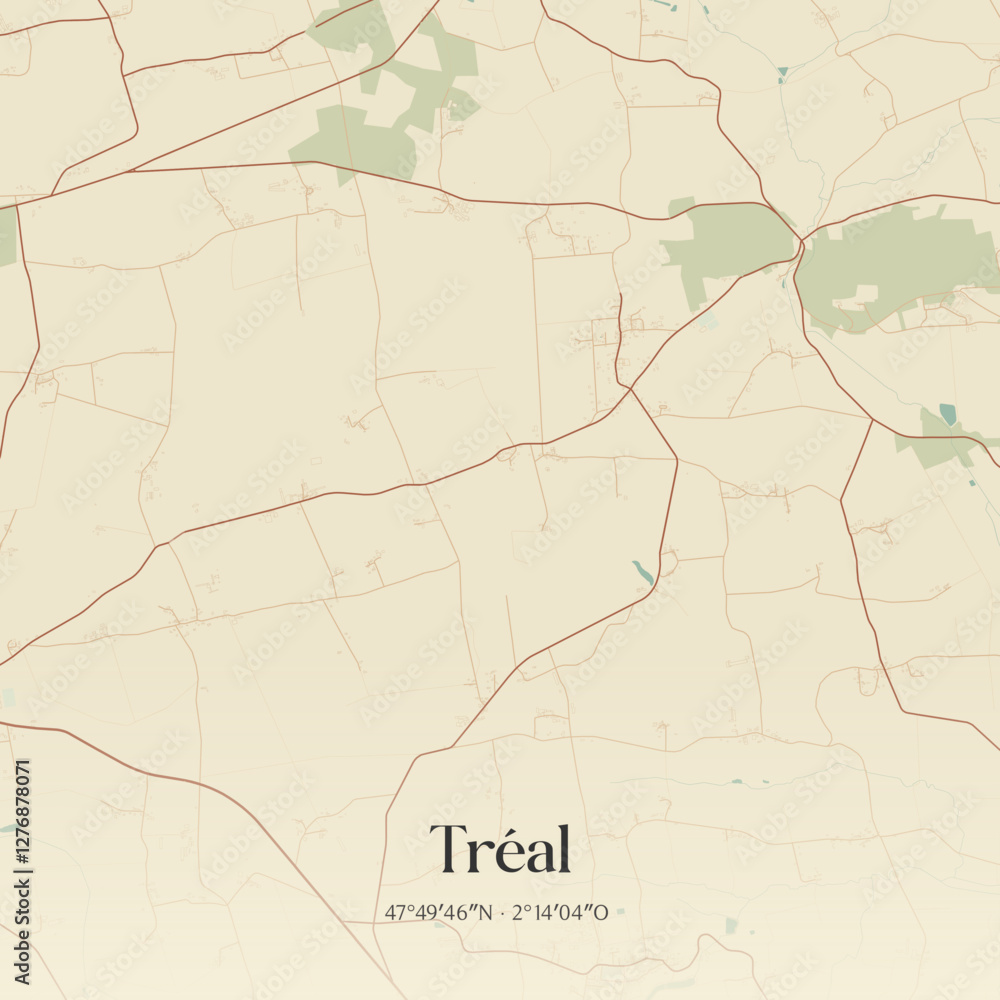 Obraz premium Vintage map of Tréal, France.