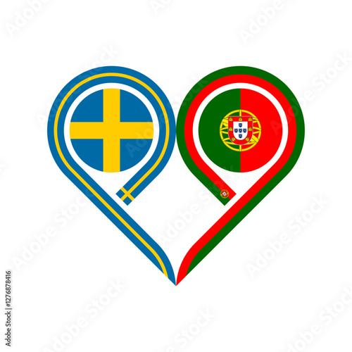 Free Download friendship concept. heart symbol icon of sweden and portugal flags. vector illustration isolated on white background - GFXLoad