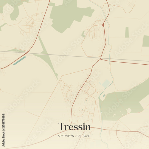 Vintage map of Tressin, France.