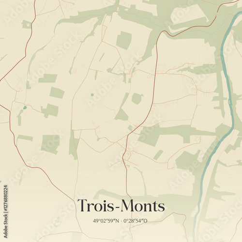 Vintage map of Trois-Monts, France.
