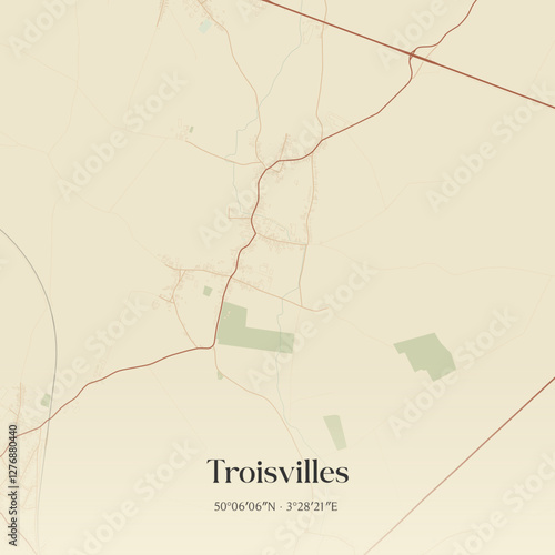 Vintage map of Troisvilles, France.
