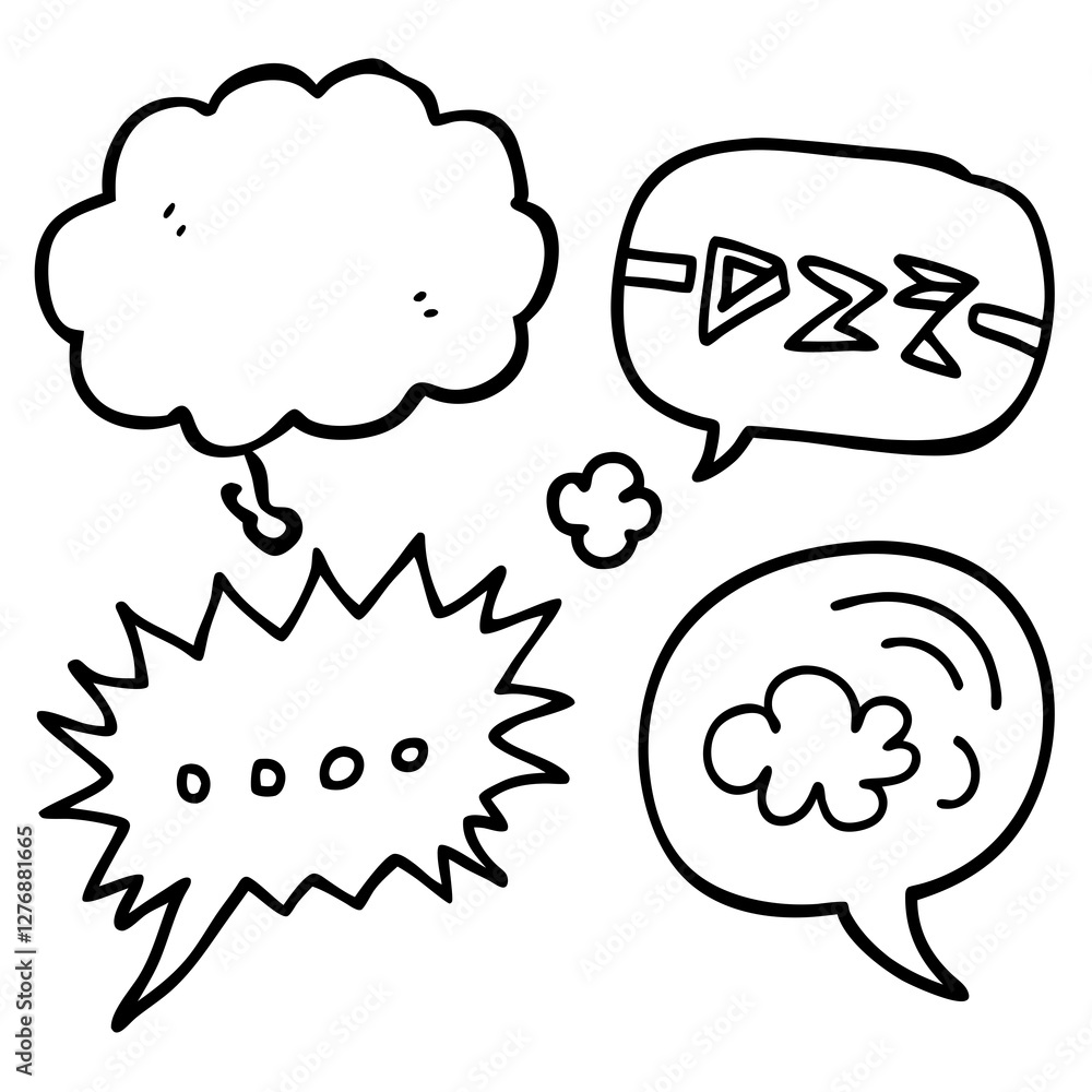set of comic speech bubbles line art set of comic speech bubbles line art
