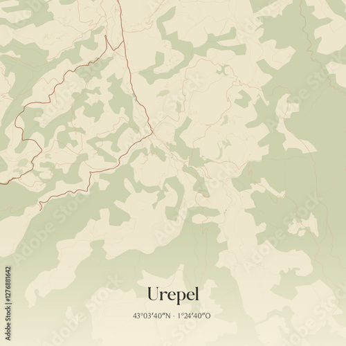 Vintage map of Urepel, France.