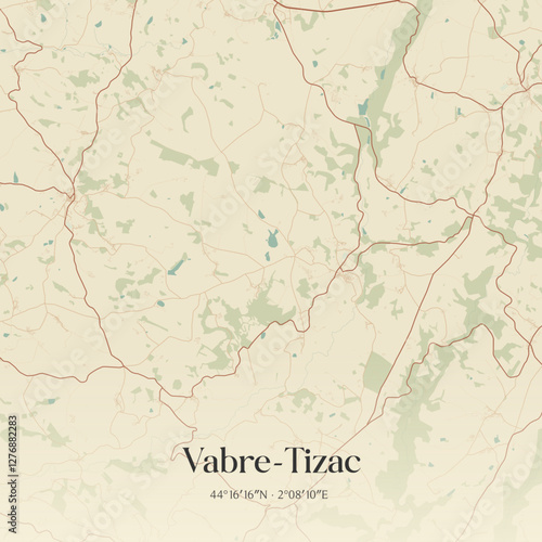 Vintage map of Vabre-Tizac, France.