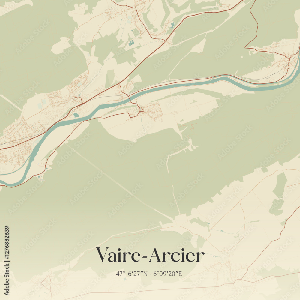 Obraz premium Vintage map of Vaire-Arcier, France.