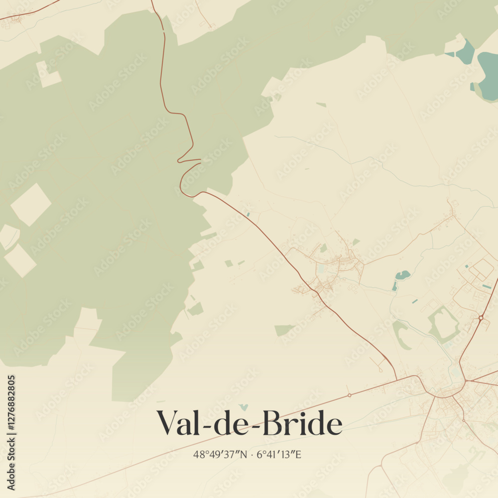 Fototapeta premium Vintage map of Val-de-Bride, France.