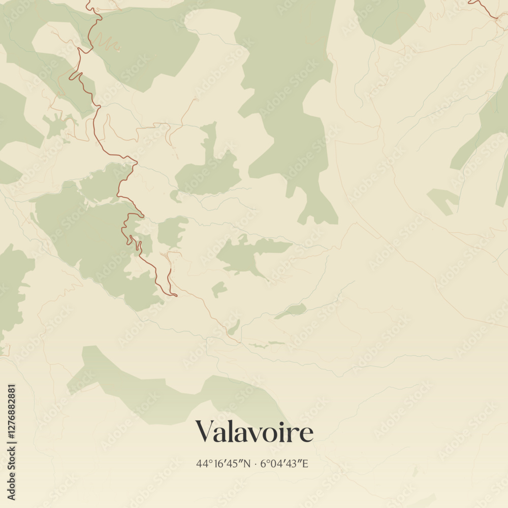 Fototapeta premium Vintage map of Valavoire, France.