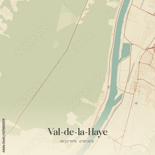 Vintage map of Val-de-la-Haye, France.