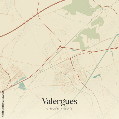 Vintage map of Valergues, France.