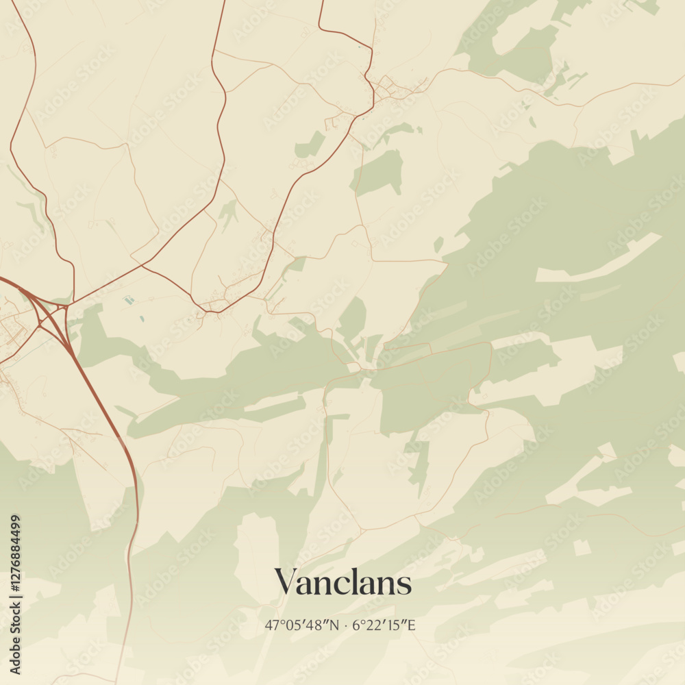 Obraz premium Vintage map of Vanclans, France.