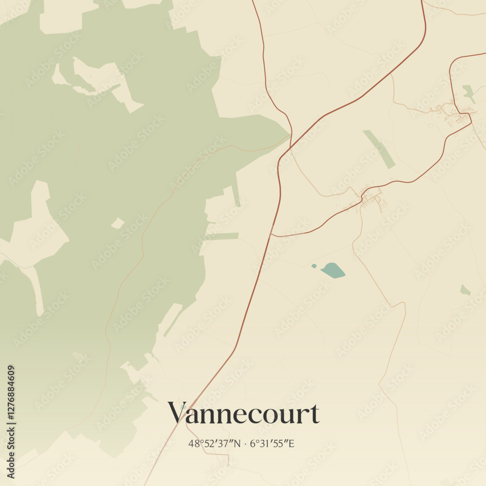 Fototapeta premium Vintage map of Vannecourt, France.