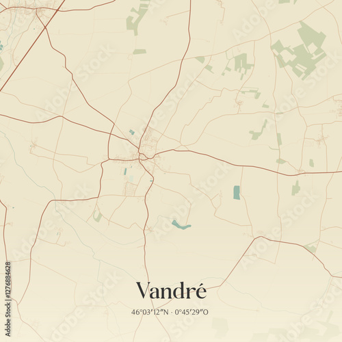 Vintage map of Vandré, France.