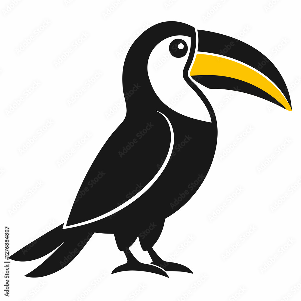 Naklejka premium Elegant Toucan Bird Icon White Background Vector