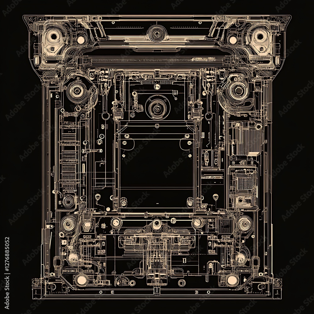 Fototapeta premium Abstract circuit board design, futuristic, technology, intricate details, possible use for technology/design concept stock