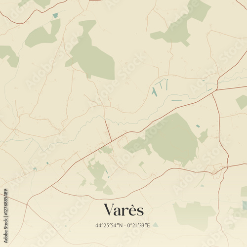 Vintage map of Varès, France.