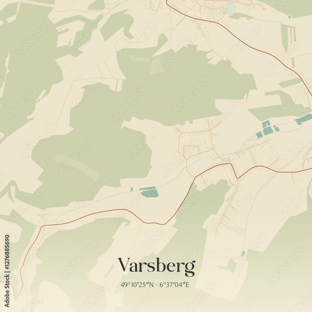 Obraz premium Vintage map of Varsberg, France.