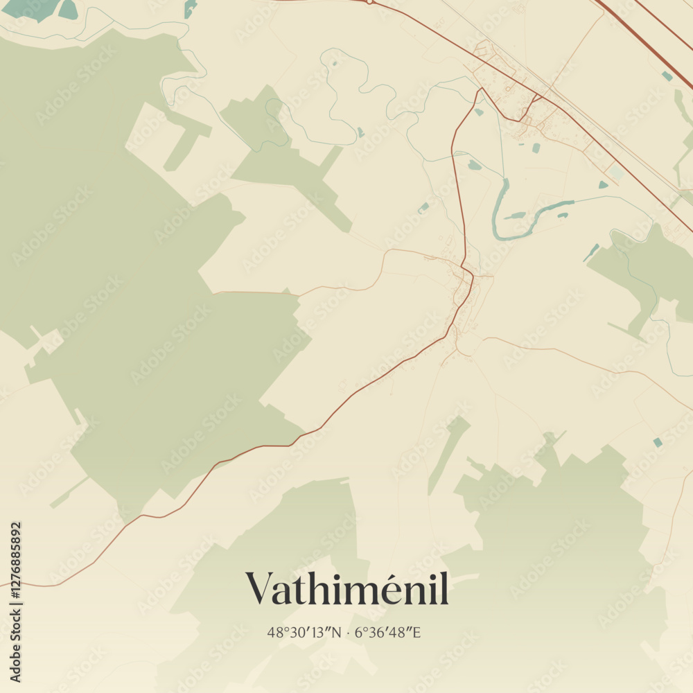Obraz premium Vintage map of Vathiménil, France.